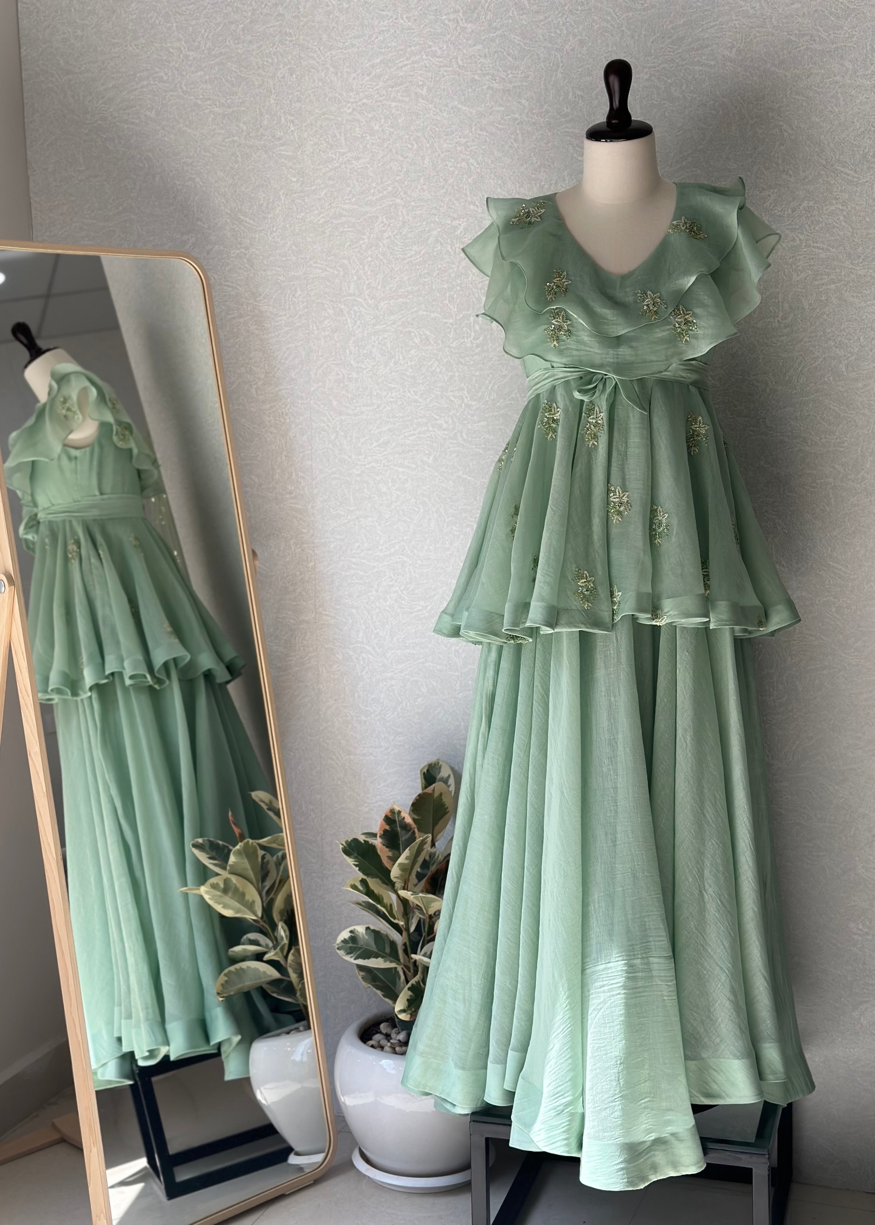 Misty Jade Ruffle Dress