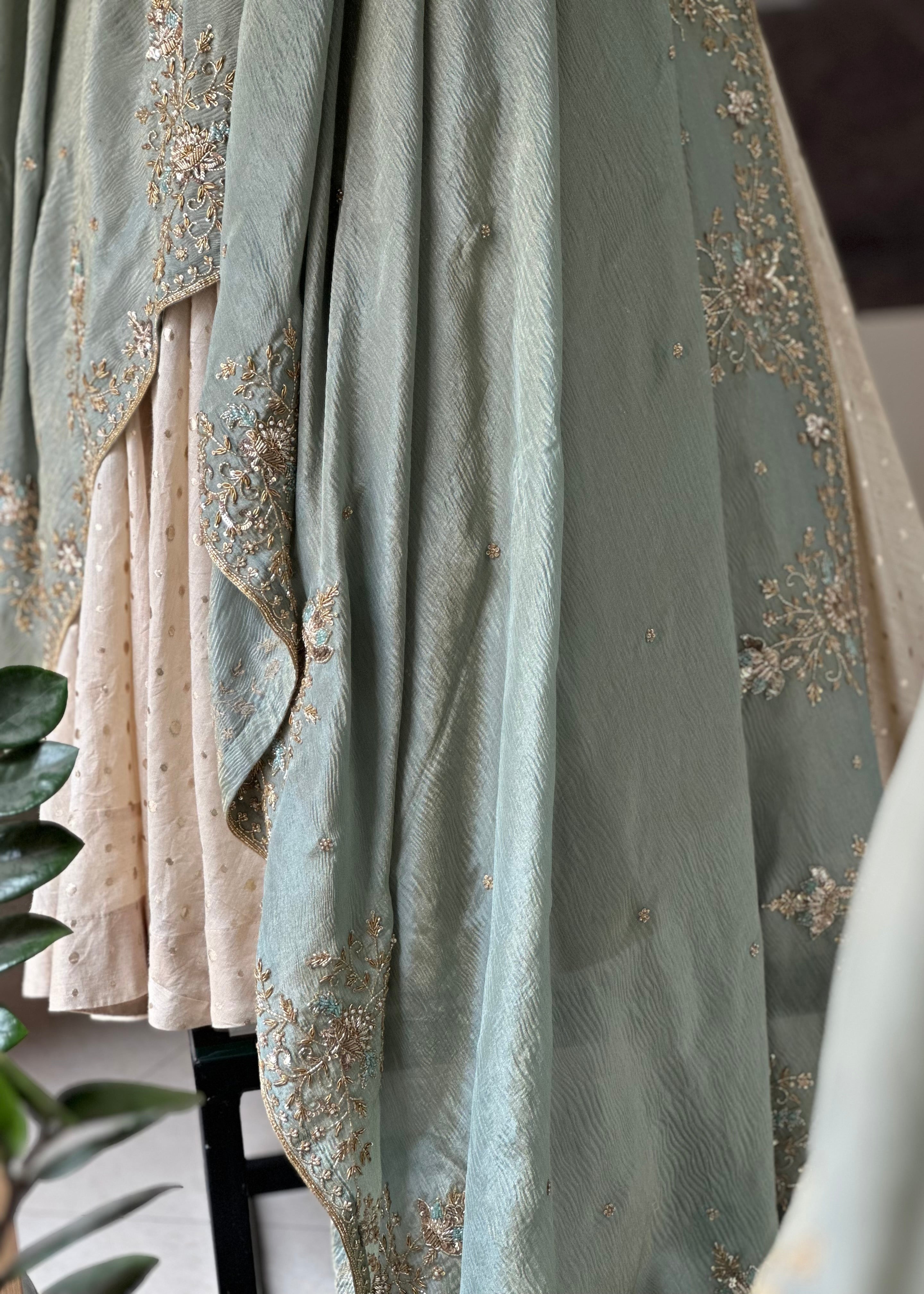 Mint ivory Lehenga set