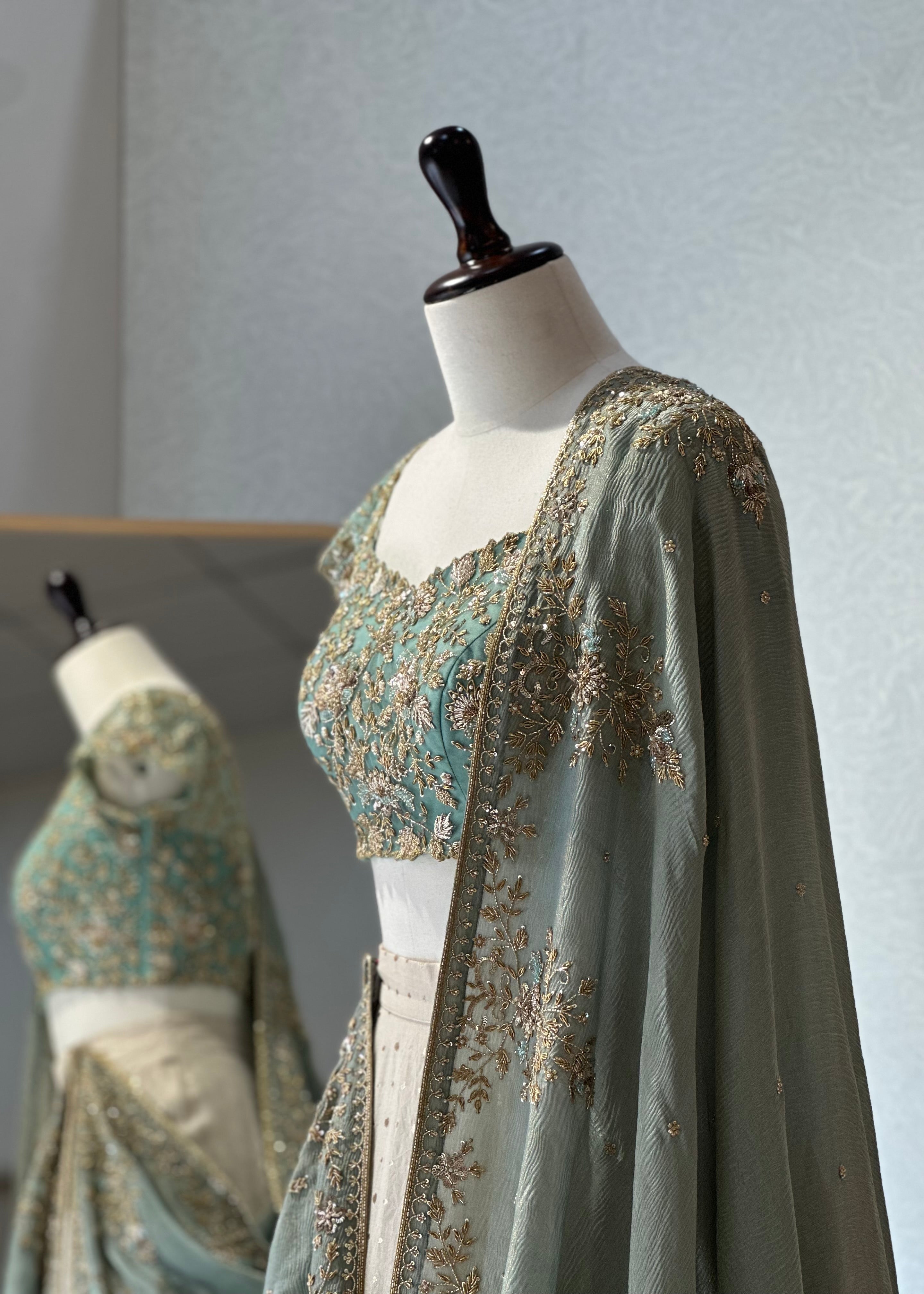 Mint ivory Lehenga set