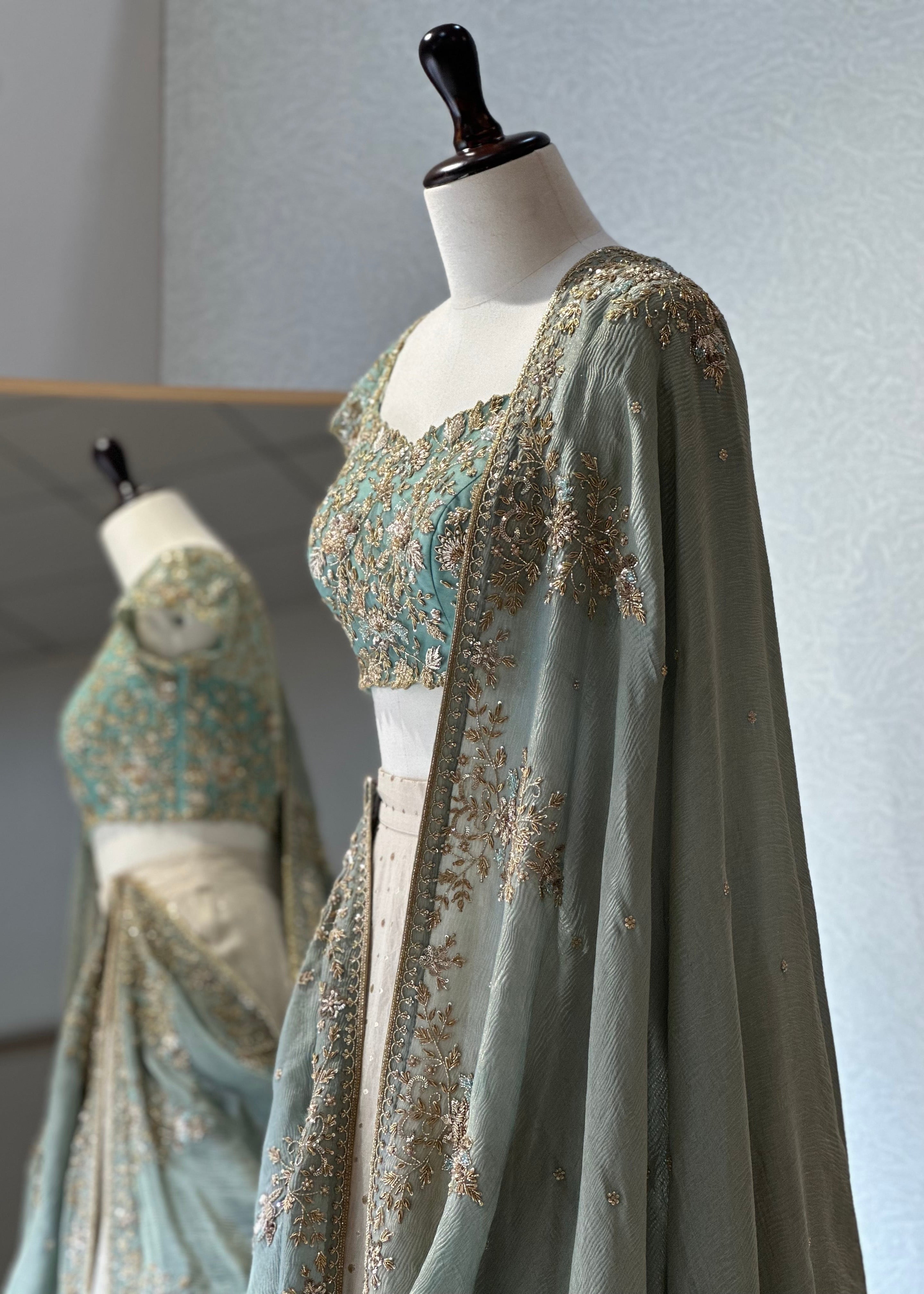 Mint ivory Lehenga set