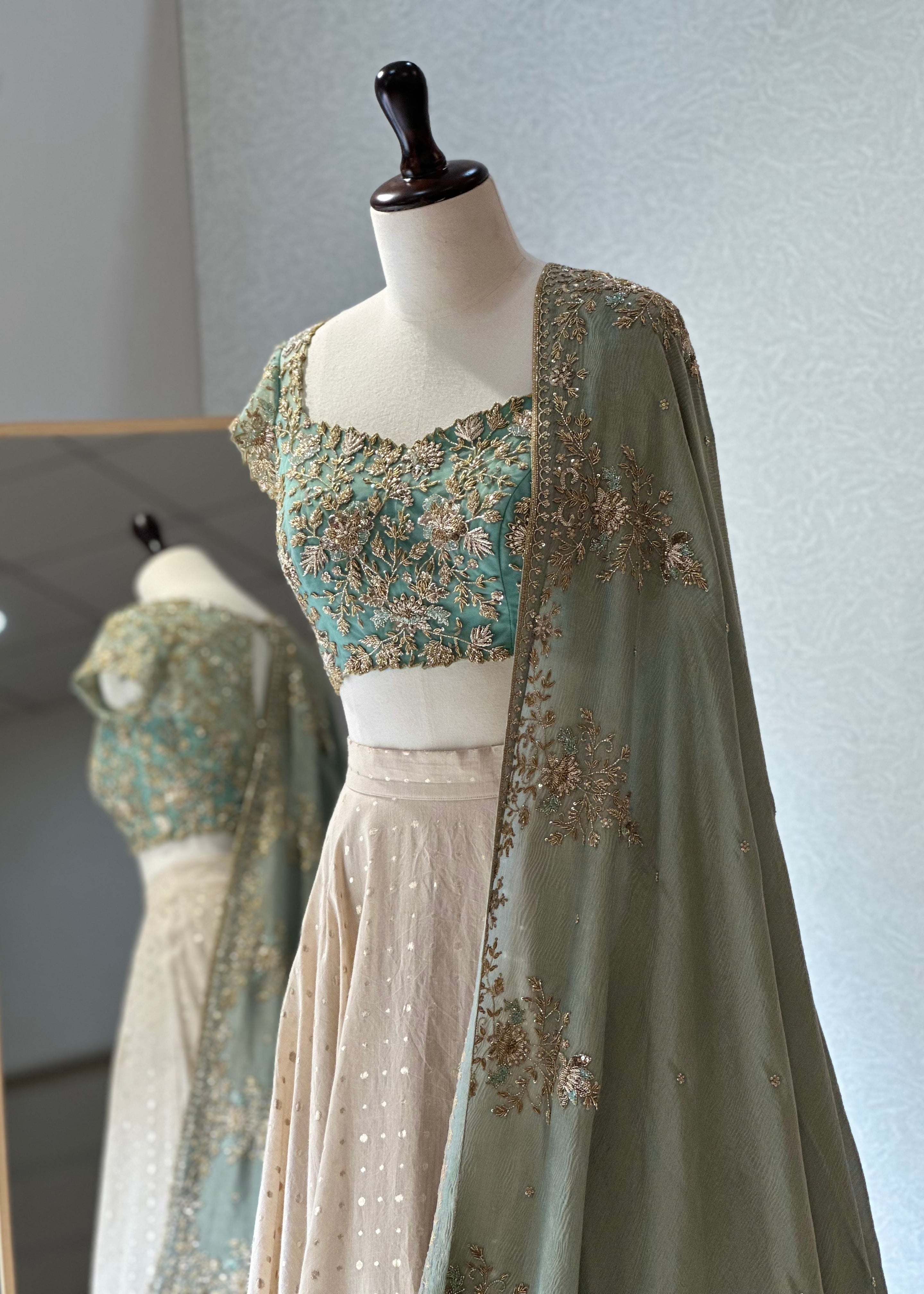 Mint ivory Lehenga set