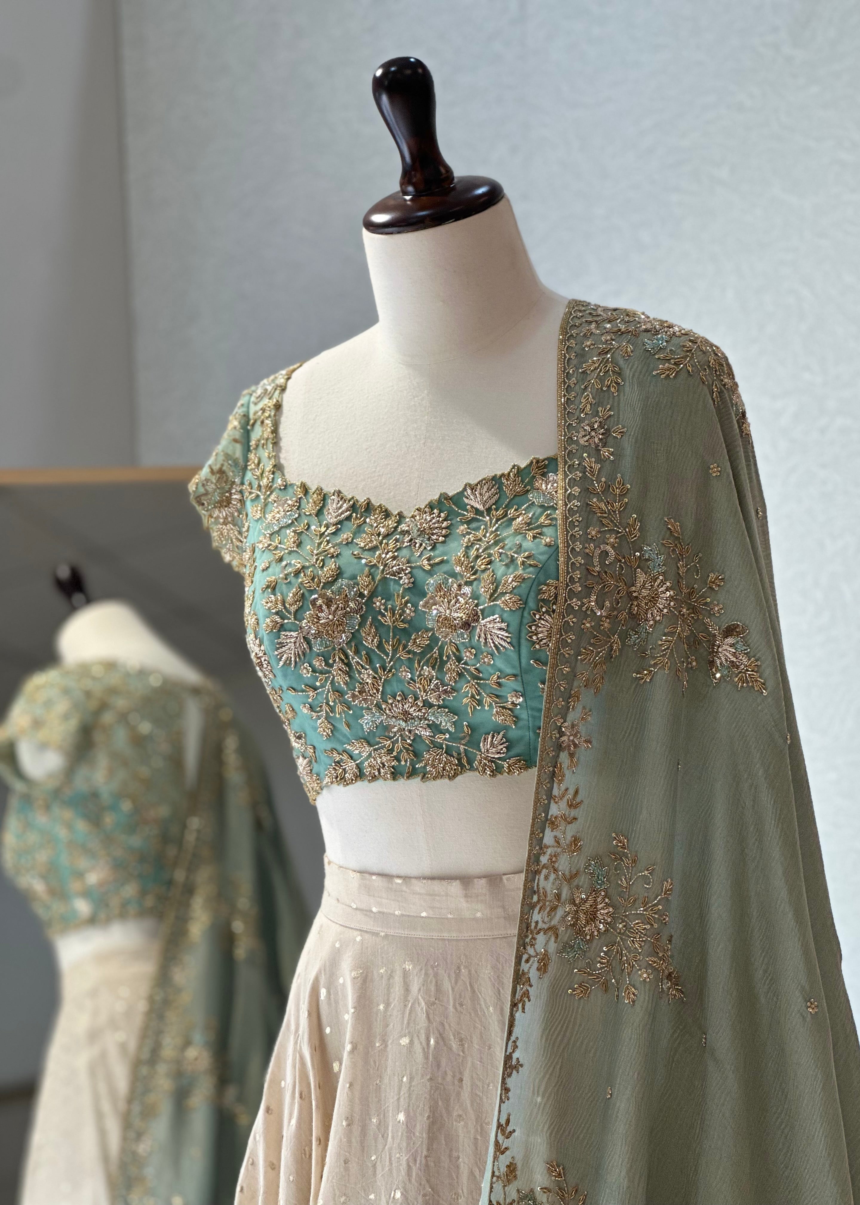 Mint ivory Lehenga set
