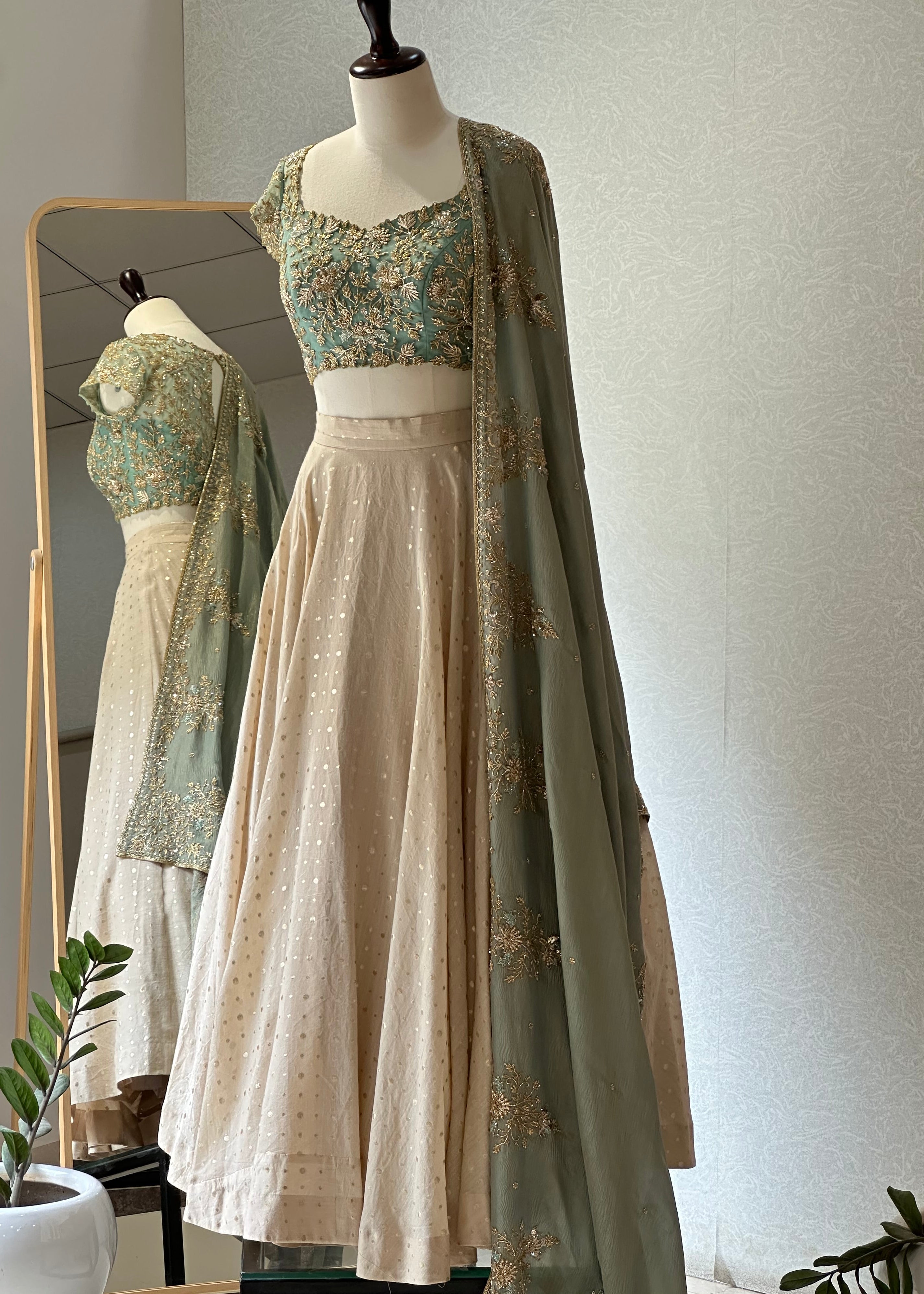 Mint ivory Lehenga set
