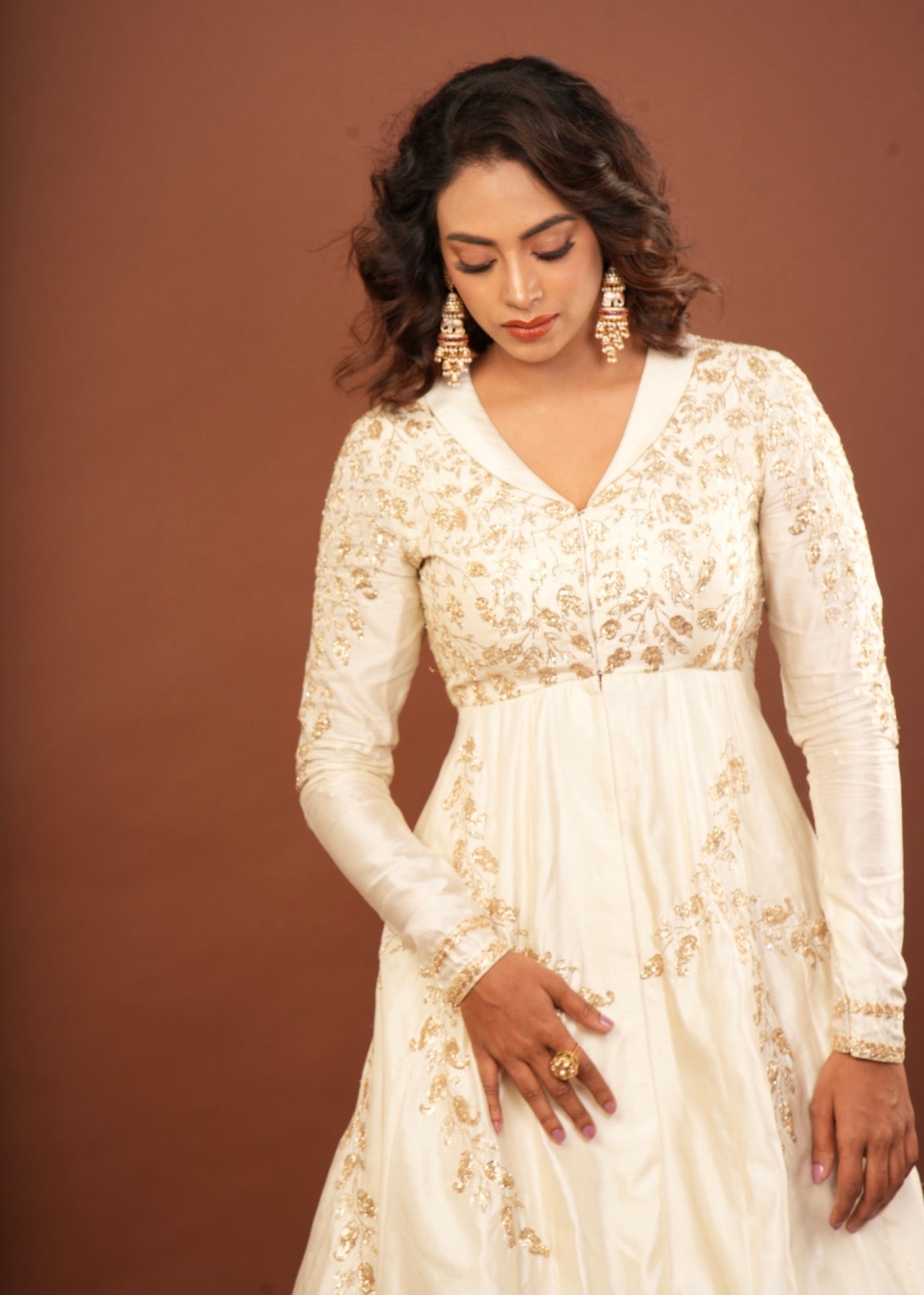 Dainty Foliage Anarkali Top