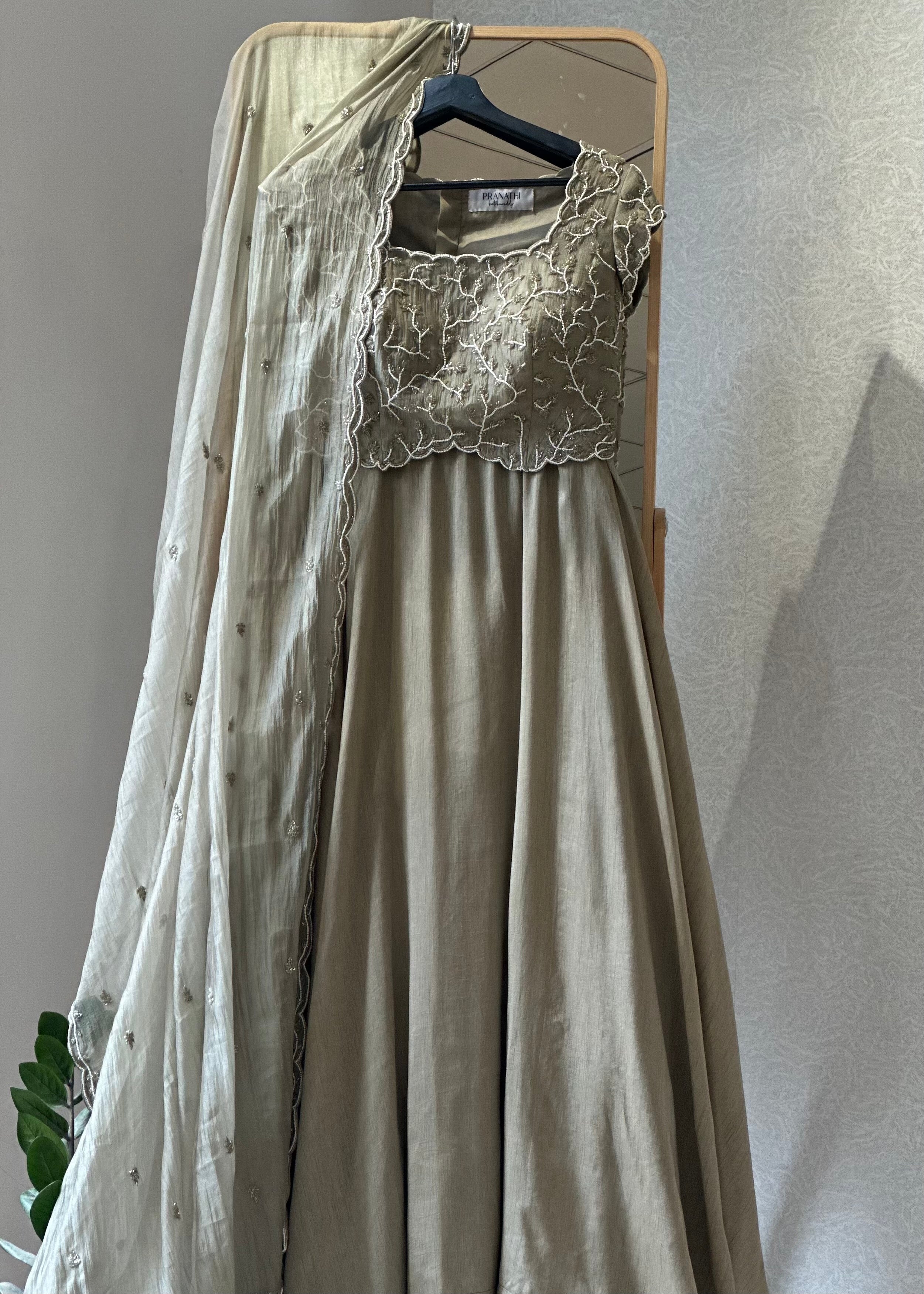 Oyster Ash Lehenga Set