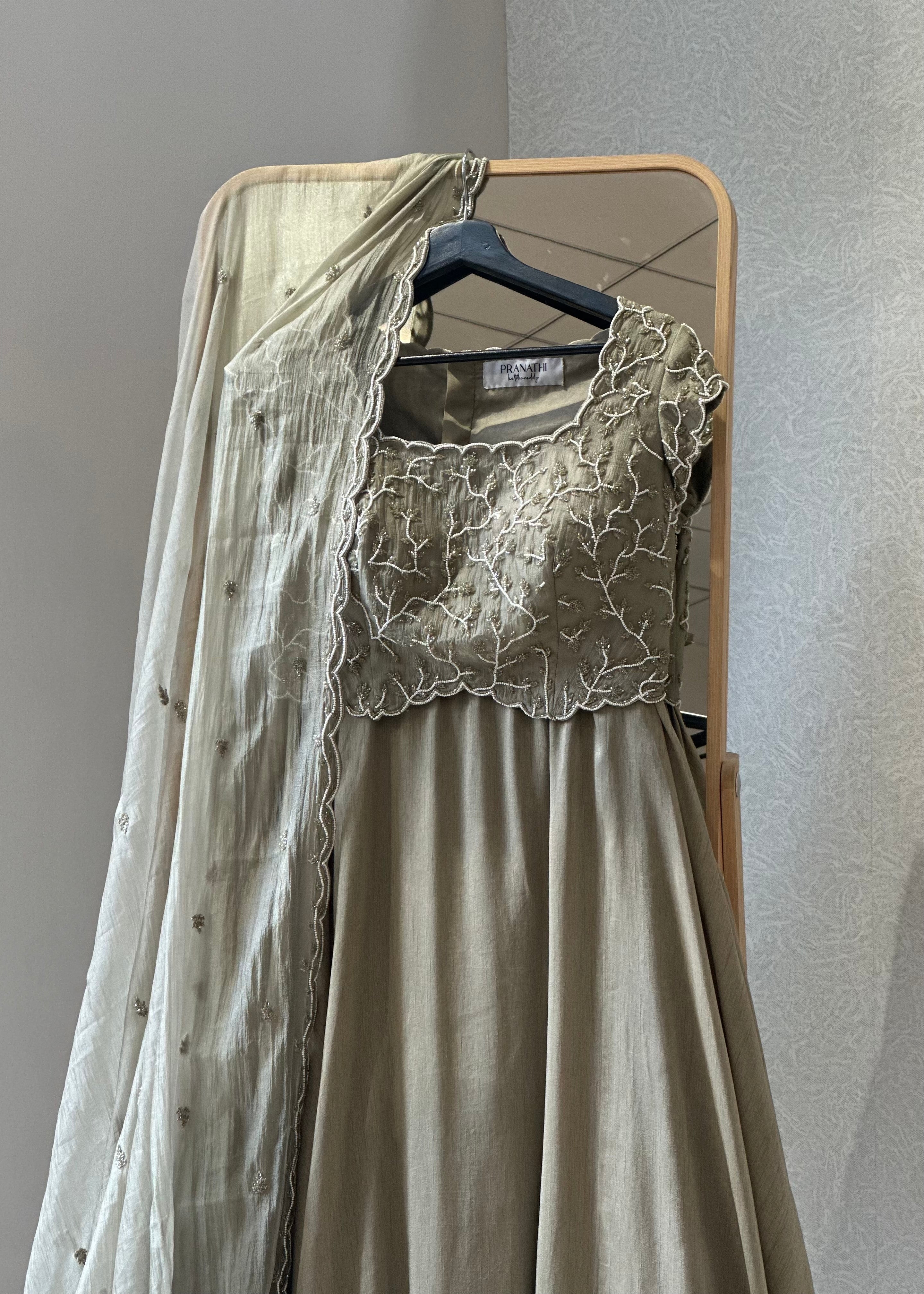 Oyster Ash Lehenga Set