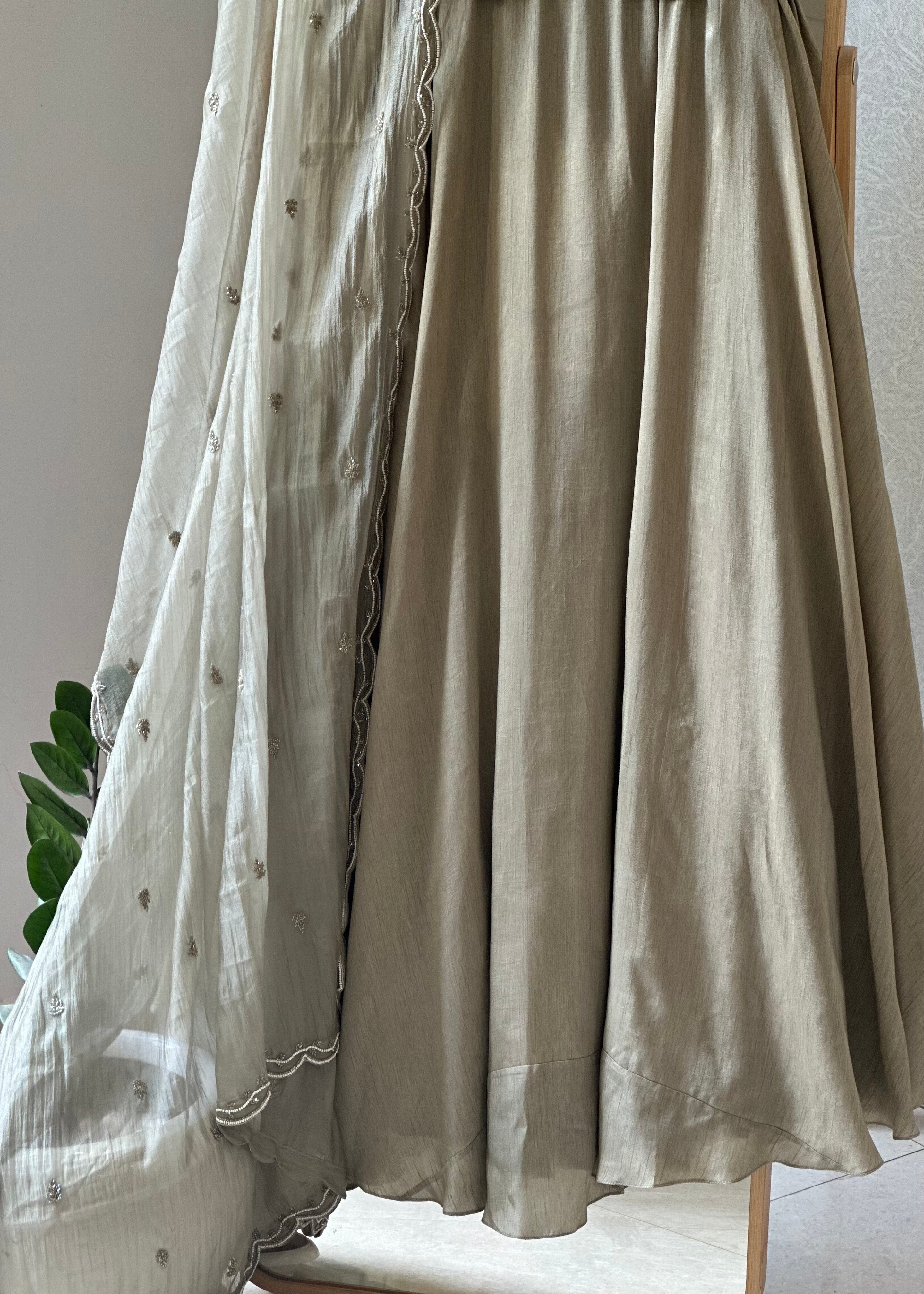 Oyster Ash Lehenga Set