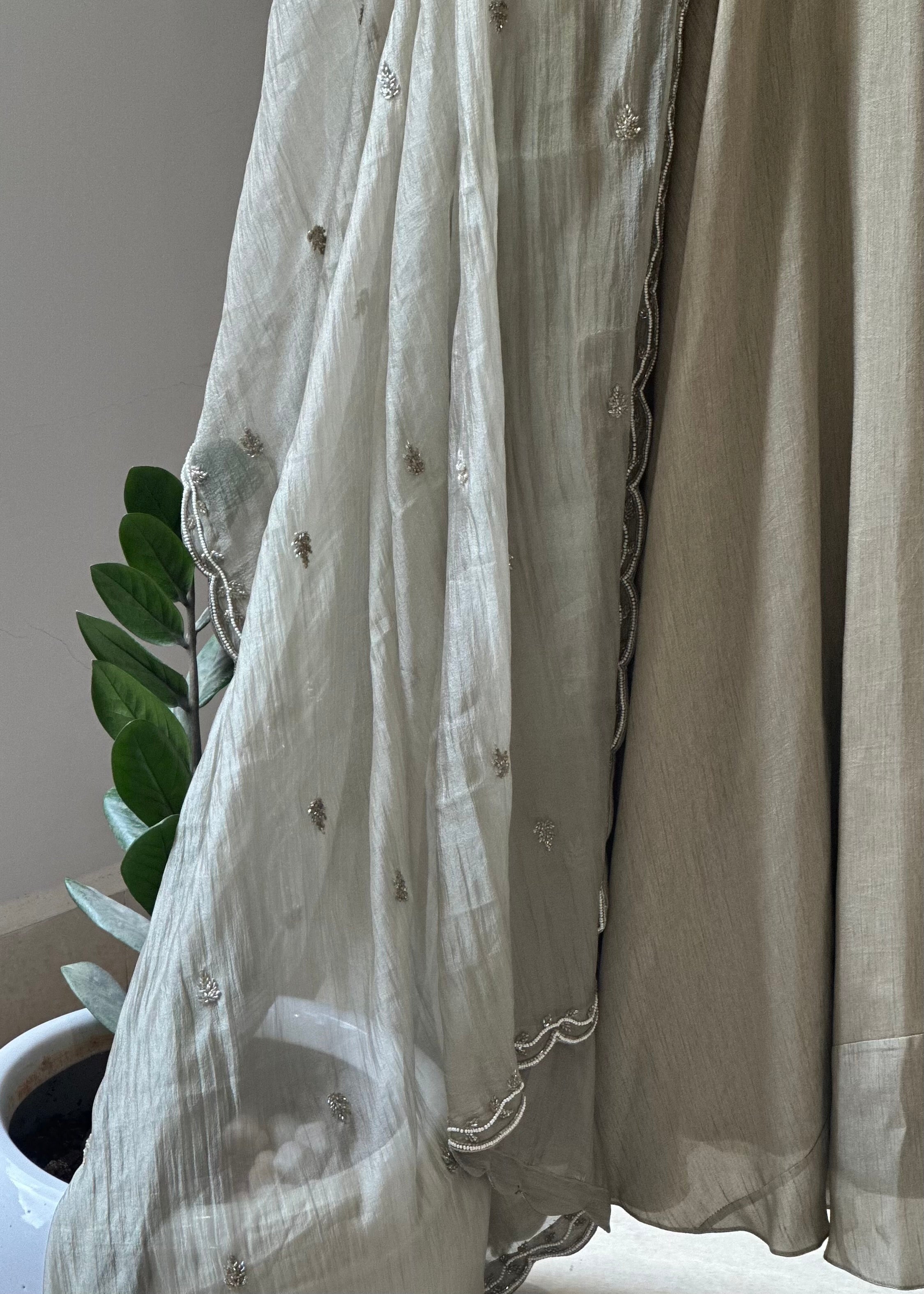 Oyster Ash Lehenga Set