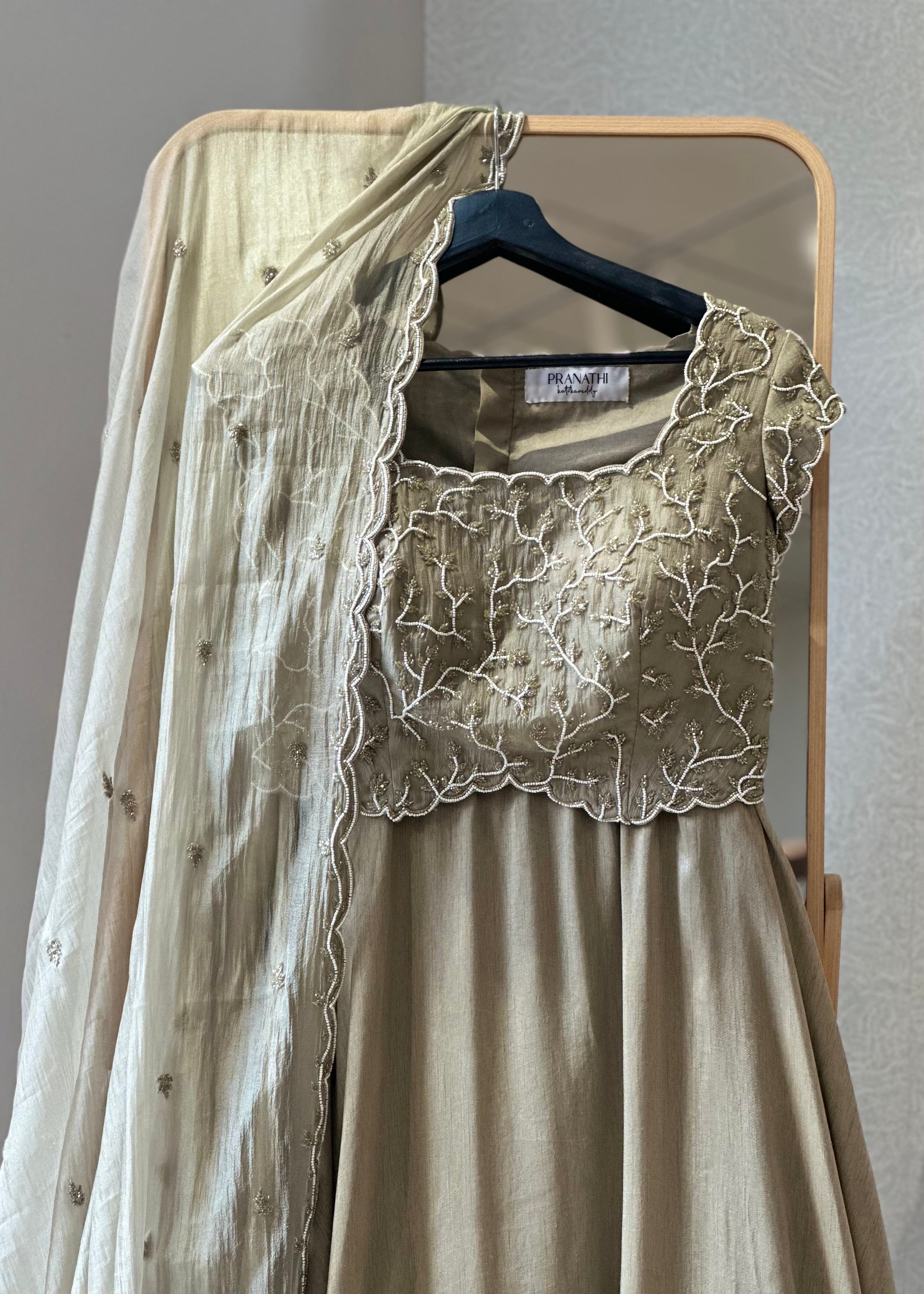 Oyster Ash Lehenga Set