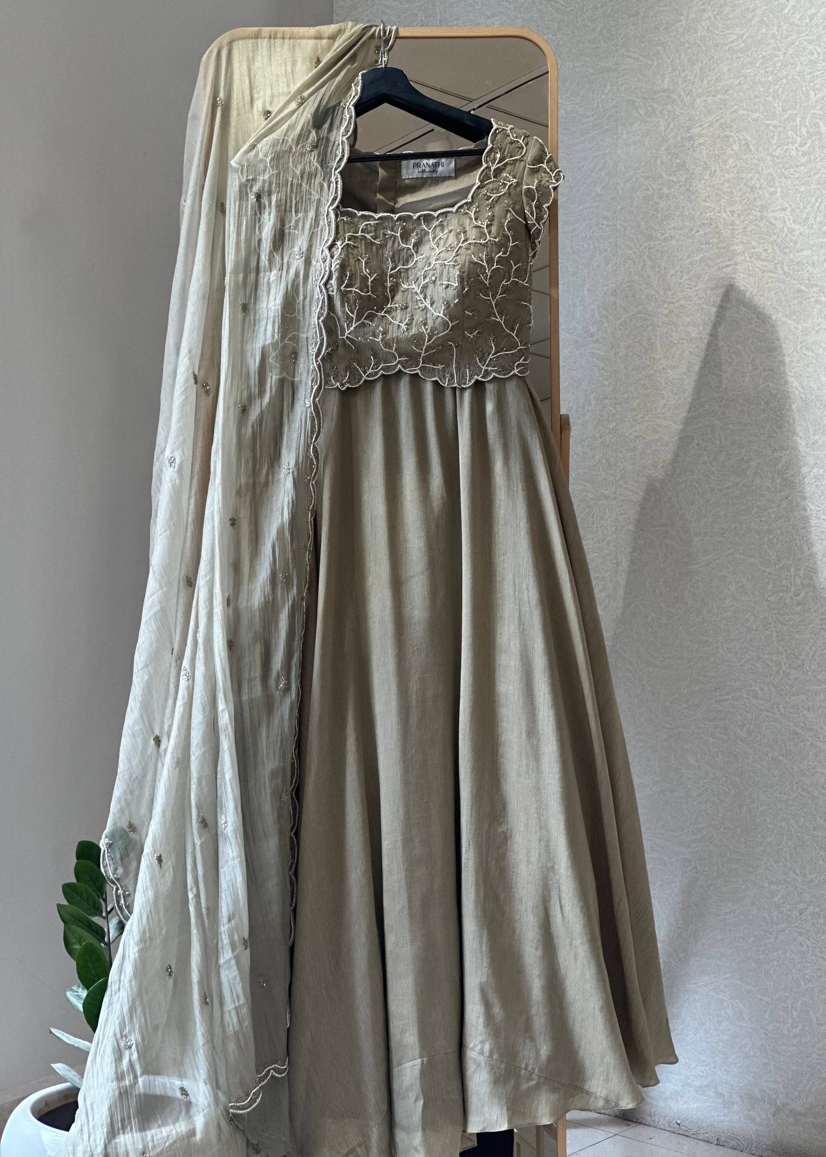 Oyster Ash Lehenga Set