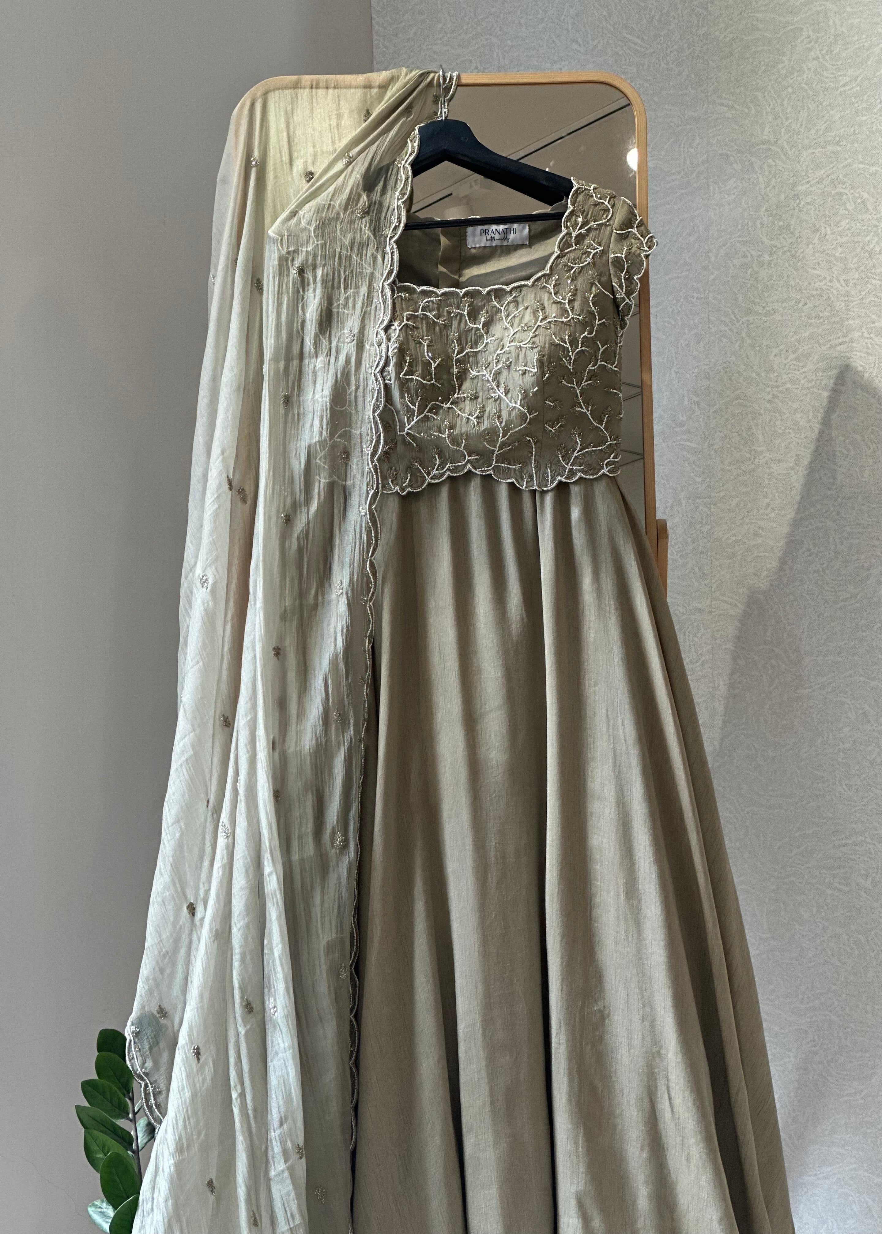 Oyster Ash Lehenga Set